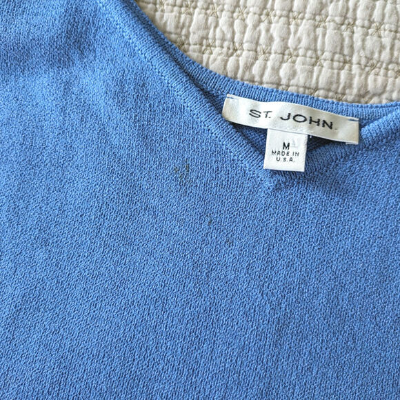 St. John Vintage Sky Blue Santana Knit Shell Short Small Tank Top Cami Medium - Picture 6 of 6
